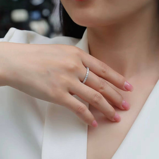 Bague Alliance Éternité – Argent 925 & Moissanites de Laboratoire