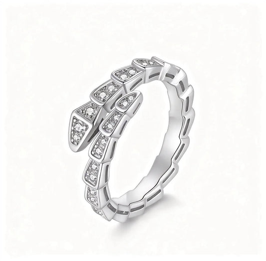 Bague Serpent Moissanite Pavée