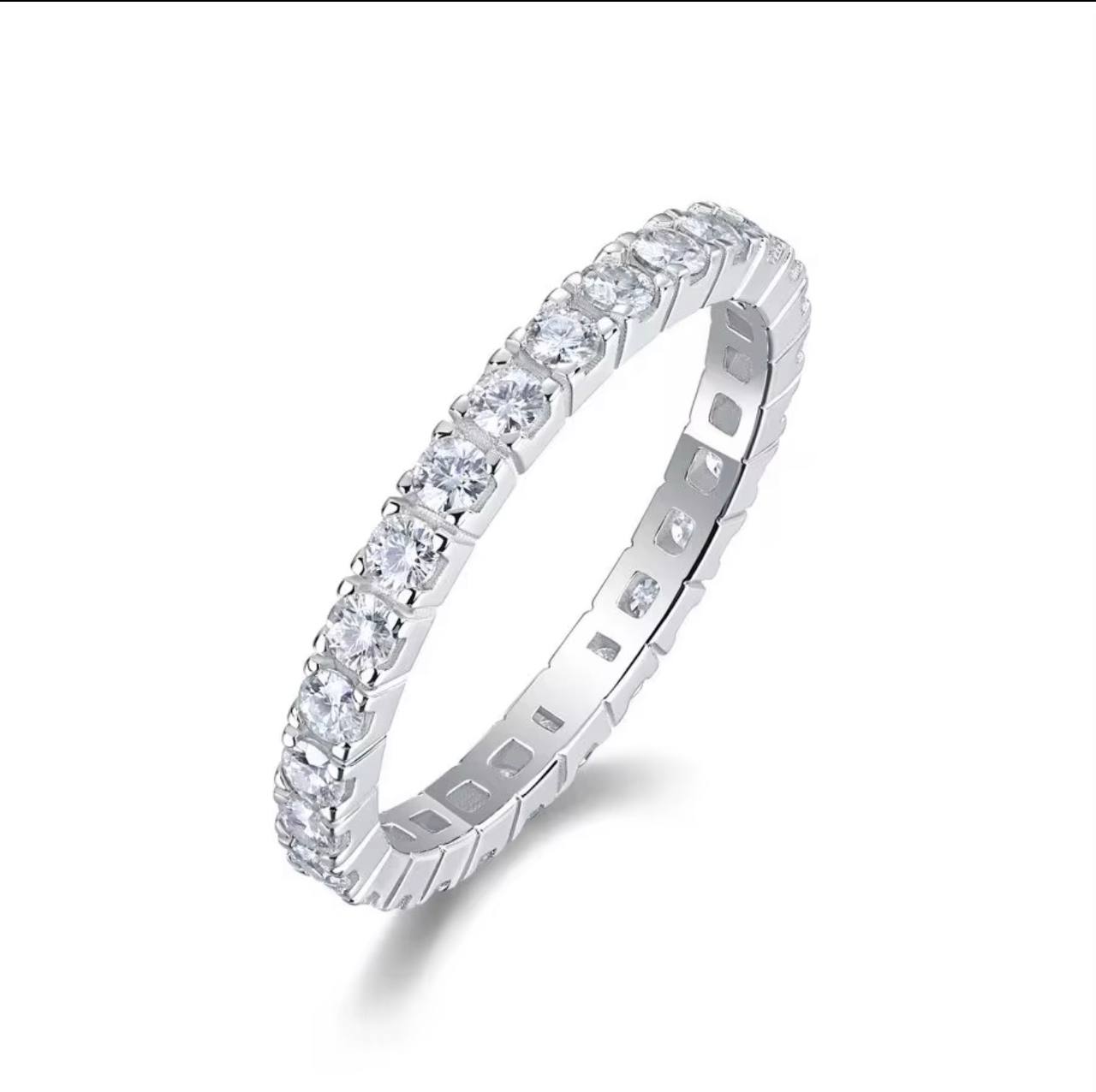 Bague Alliance Éternité – Argent 925 & Moissanites de Laboratoire