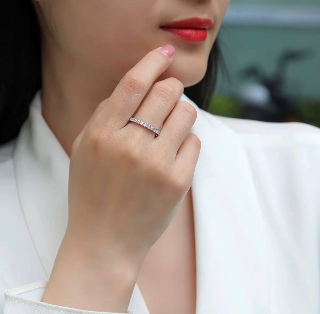 Bague Alliance Éternité – Argent 925 & Moissanites de Laboratoire