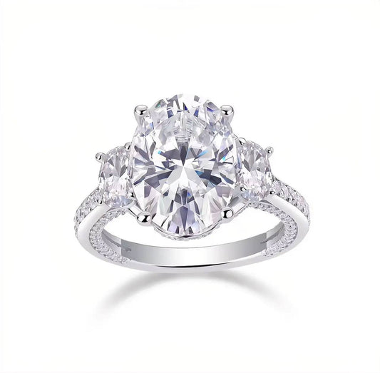 Bague de Fiançailles Élégance Royale – Moissanite Ovale & Argent 925